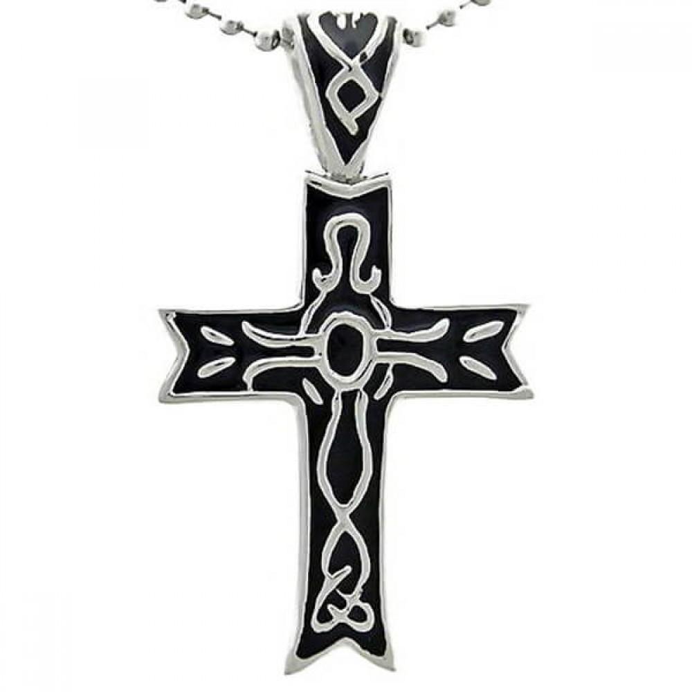 Jual Kalung Salib  Black  Santo Cross Aksesoris Fashion 